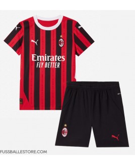 Günstige AC Milan Heimtrikotsatz Kinder 2024-25 Kurzarm (+ Kurze Hosen)